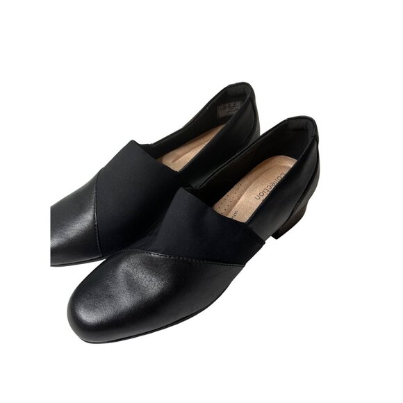 Clarks Juliet Gem Slip-On Flats Black Sz 6 Black Leather Career Office Wear - Picture 2 of 6